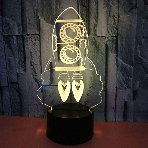 Lampe Fusée 3D - Veilleuse Multicolore 7 Teintes