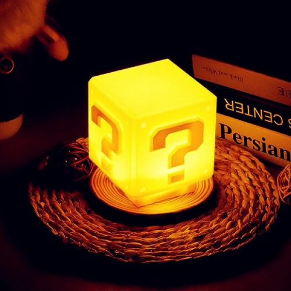 Veilleuse Super Mario Bloc Point d'Interrogation - Lampe LED Sonore