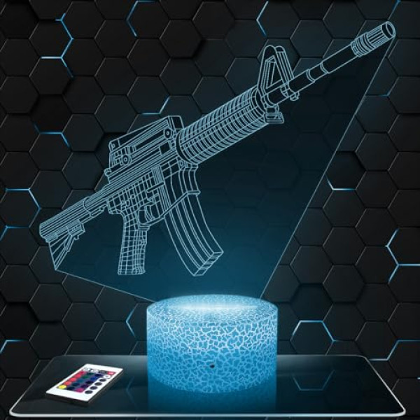 Lampe 3D Fusil M16 - 16 Couleurs Personnalisables
