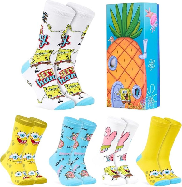 Chaussettes Bob l’Éponge - Pack 5 Paires avec Gary & Patrick