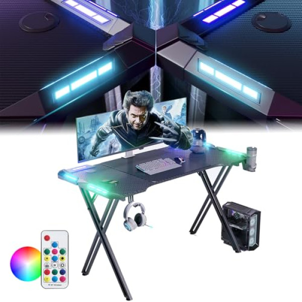 Bureau Gamer X-Frame - Éclairage LED RGB - 3 Dimensions