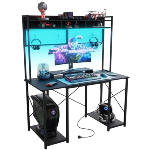 Bureau Gaming TRIUMPHKEY - Éclairage RGB & Grille Murale - Noir