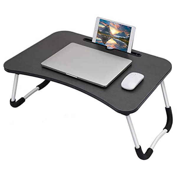 Table de Lit Multifonction - Pieds Pliables & Support Téléphone