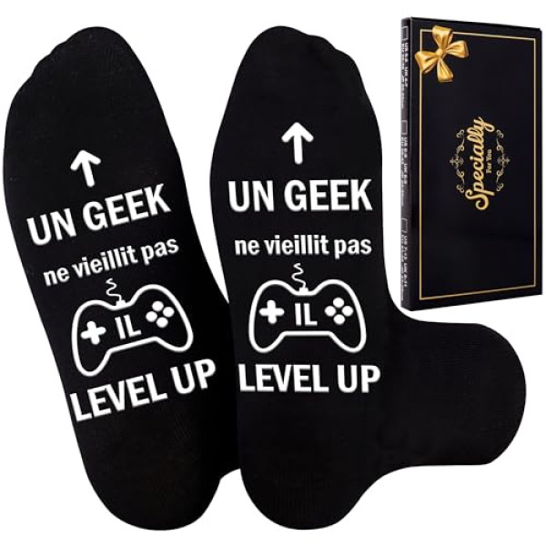 Chaussettes Gamer 'Level Up' - Antidérapantes