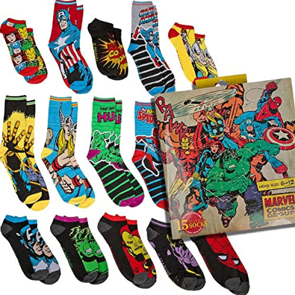 Coffret 15 Chaussettes Marvel Avengers - 7 Hautes & 8 Basses