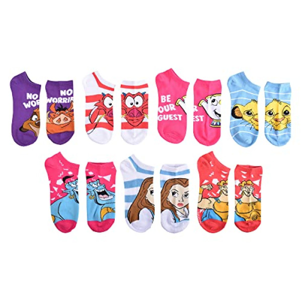 Chaussettes Disney Années 90 - Lot de 7 Paires - Rose Fluo