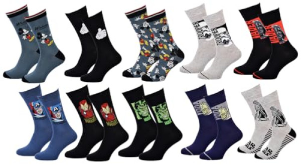 Pack 10 Chaussettes Personnages Licence - Modèles Assortis
