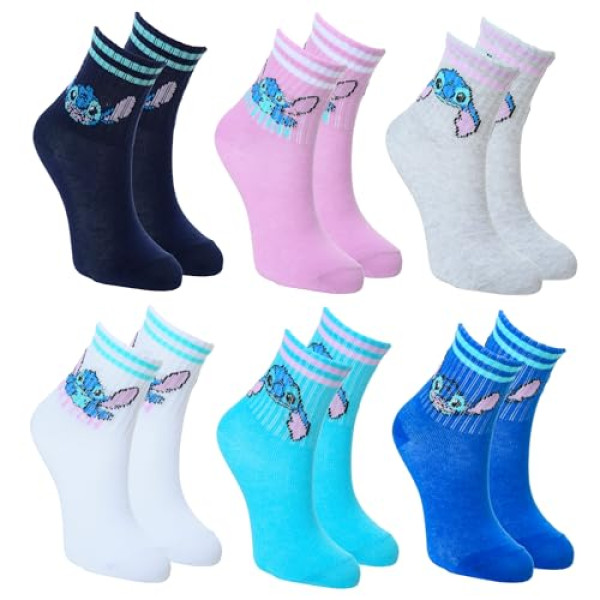 Chaussettes Disney Stitch - Lot de 6 Paires Coton - Fille