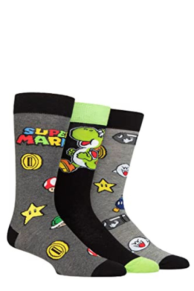 Chaussettes Super Mario Trio Pack - Ennemis, Power-ups & Yoshi