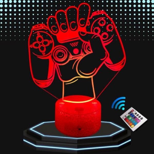 Lampe 3D Manette de Jeu - 16 Couleurs Interactives