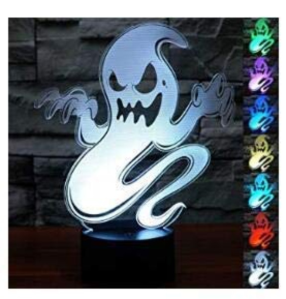 Lampe Illusion 3D Fantôme - 7 Couleurs & Télécommande